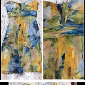 Badgley Mischka Watercolor Strapless Dress